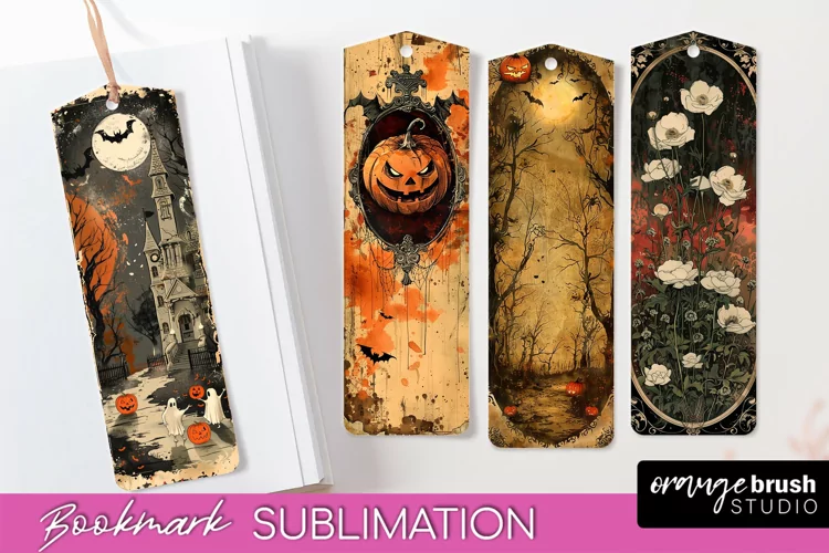 Vintage Halloween Bookmark - Printable Scrapbook Bookmarks