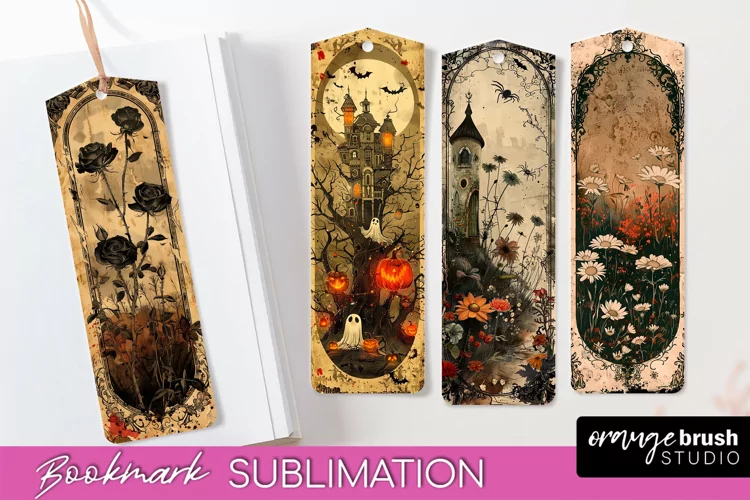 Vintage Halloween Bookmark - Printable Scrapbook Bookmarks