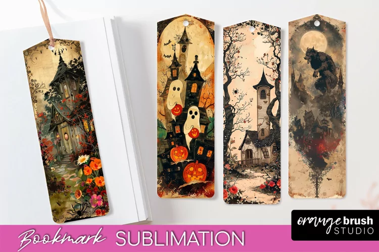 Vintage Halloween Bookmark - Printable Scrapbook Bookmarks