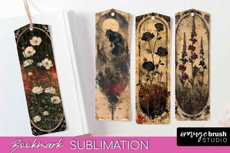 Vintage Halloween Bookmark - Printable Scrapbook Bookmarks