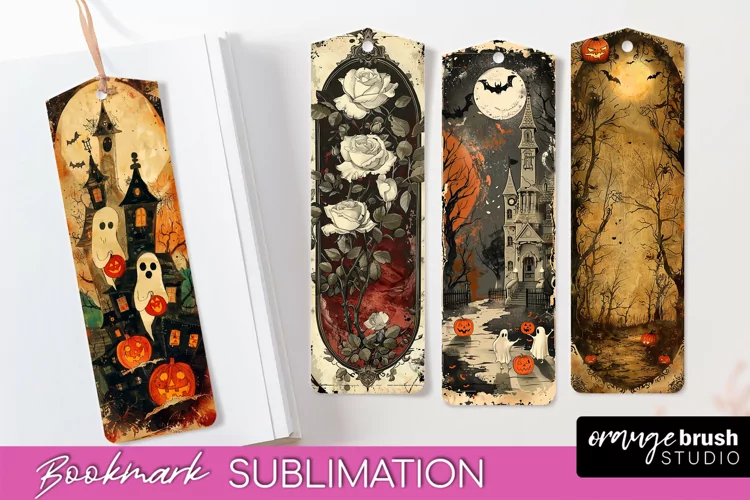 Vintage Halloween Bookmark - Printable Scrapbook Bookmarks