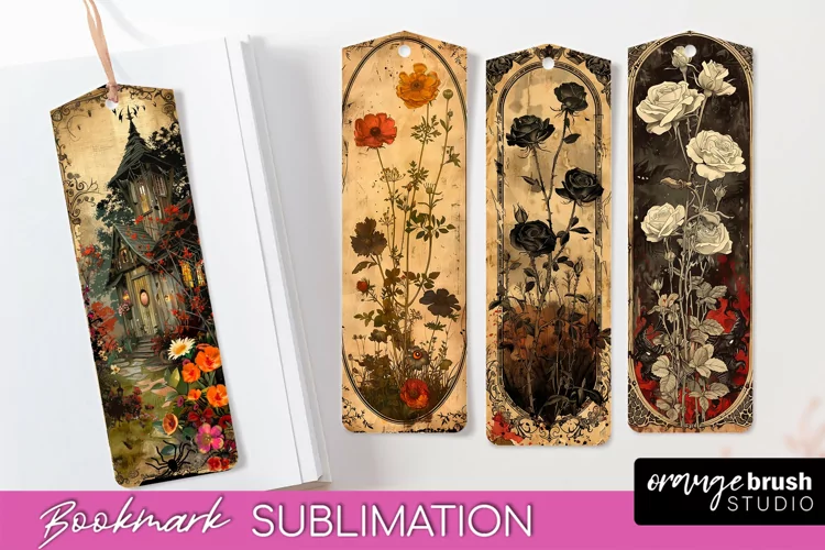 Vintage Halloween Bookmark - Printable Scrapbook Bookmarks