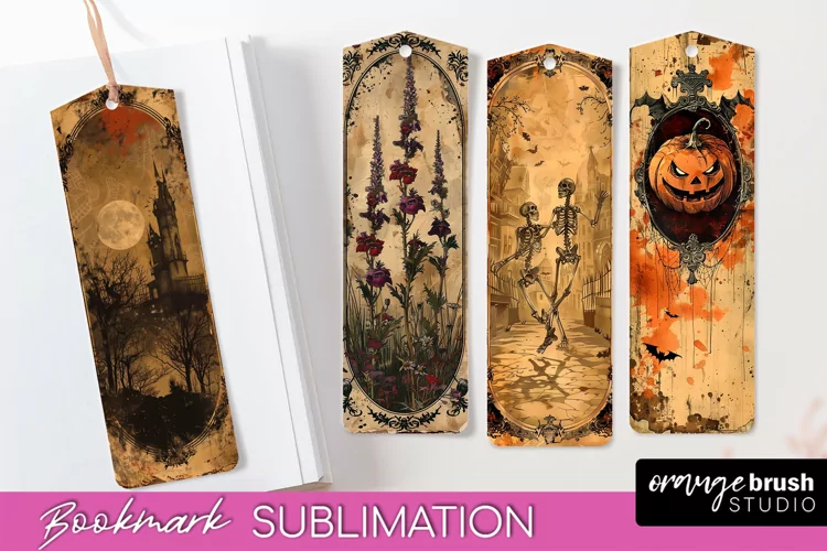 Vintage Halloween Bookmark - Printable Scrapbook Bookmarks