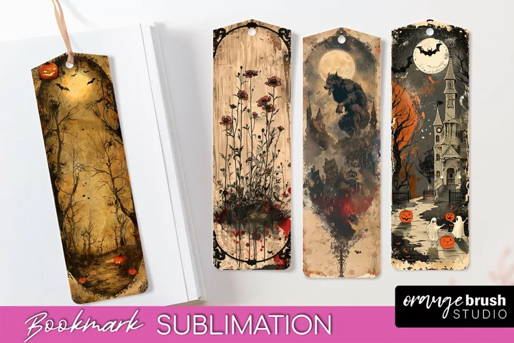 Vintage Halloween Bookmark - Printable Scrapbook Bookmarks