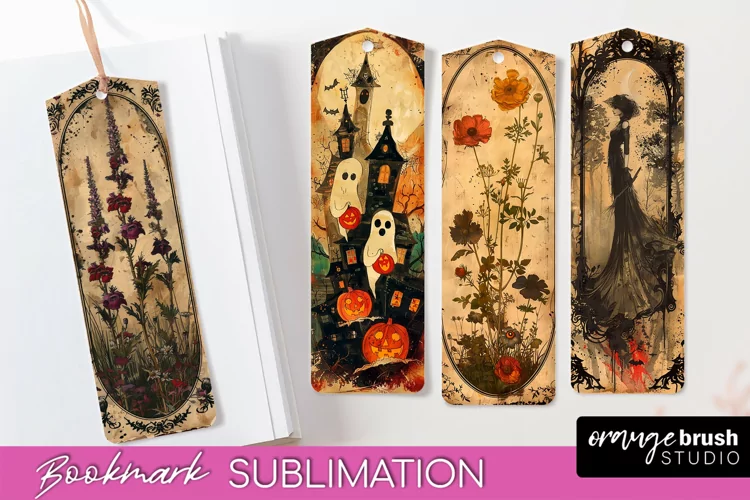 Vintage Halloween Bookmark - Printable Scrapbook Bookmarks