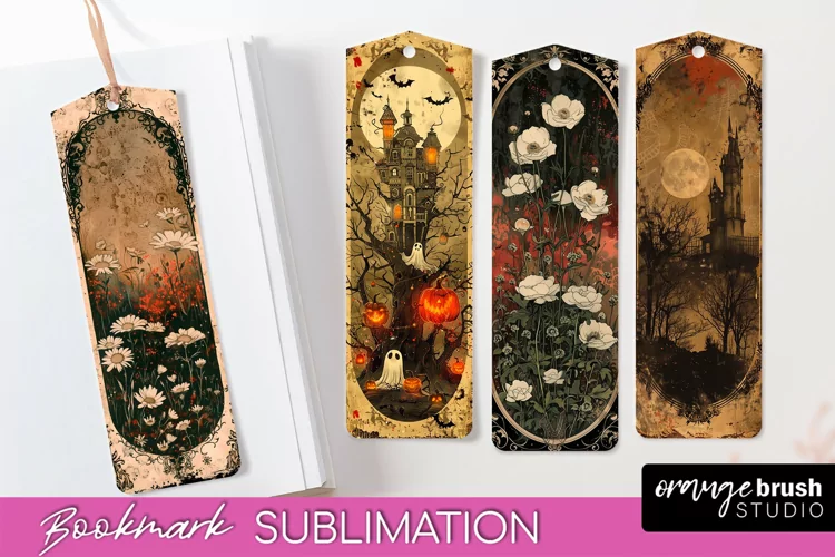 Vintage Halloween Bookmark - Printable Scrapbook Bookmarks