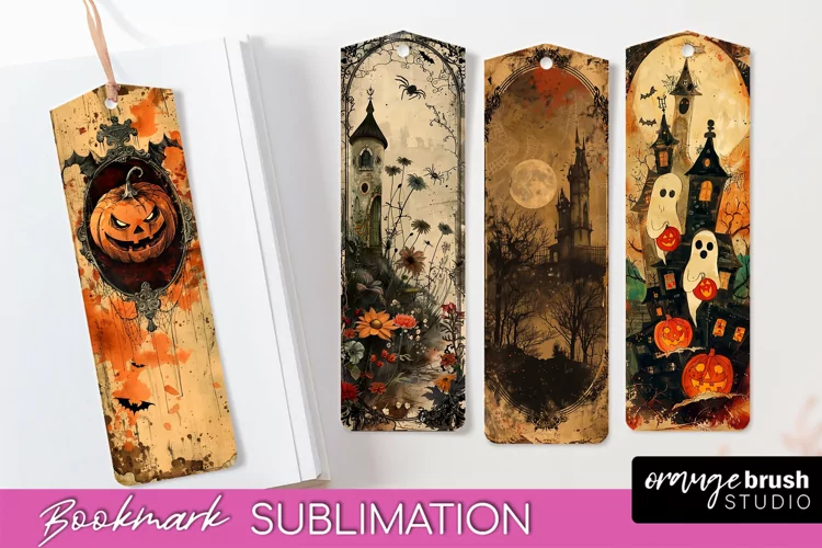 Vintage Halloween Bookmark - Printable Scrapbook Bookmarks