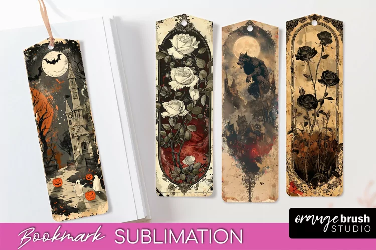 Vintage Halloween Bookmark - Printable Scrapbook Bookmarks