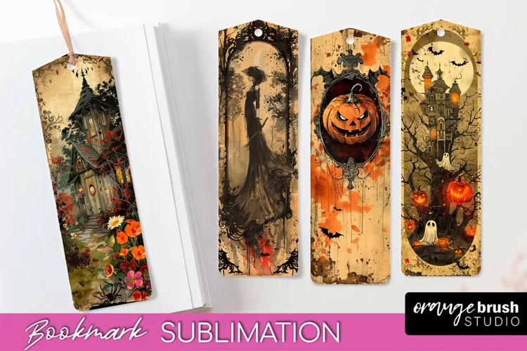 Vintage Halloween Bookmark - Printable Scrapbook Bookmarks