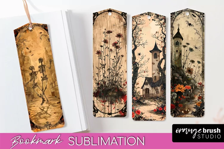 Vintage Halloween Bookmark - Printable Scrapbook Bookmarks