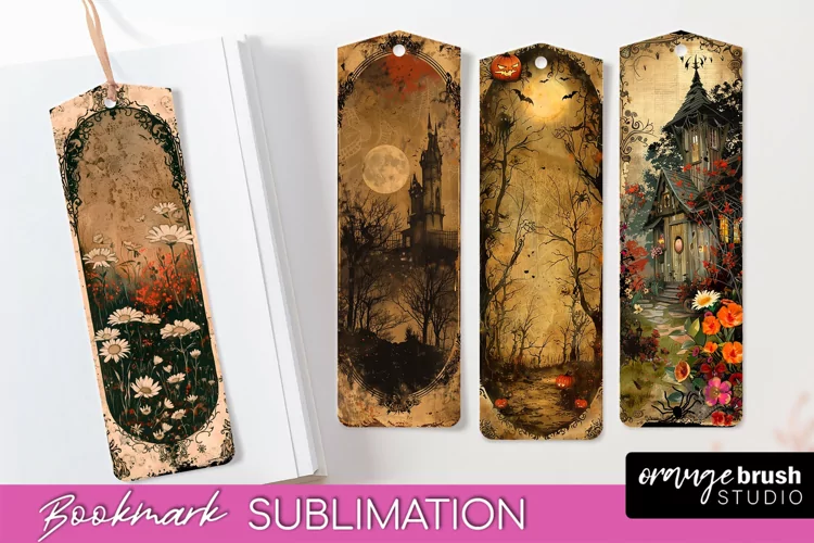Vintage Halloween Bookmark - Printable Scrapbook Bookmarks