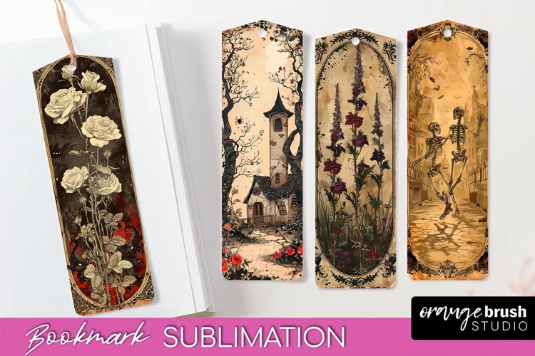 Vintage Halloween Bookmark - Printable Scrapbook Bookmarks