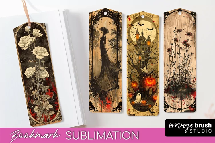 Vintage Halloween Bookmark - Printable Scrapbook Bookmarks