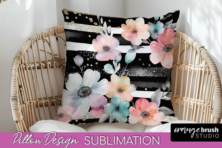 Watercolor Flowers Pillow Cover - Summer Pillow Sublimation