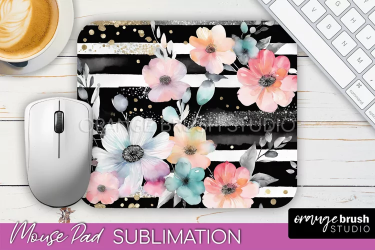 Floral Mouse Pad PNG - Pink Flowers Mousepad Sublimation