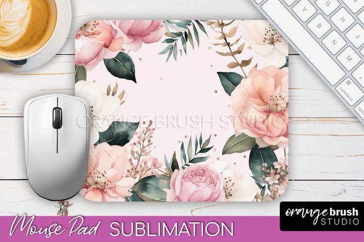 Floral Mouse Pad PNG - Pink Flowers Mousepad Sublimation
