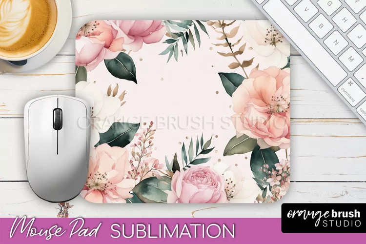 Floral Mouse Pad PNG - Pink Flowers Mousepad Sublimation