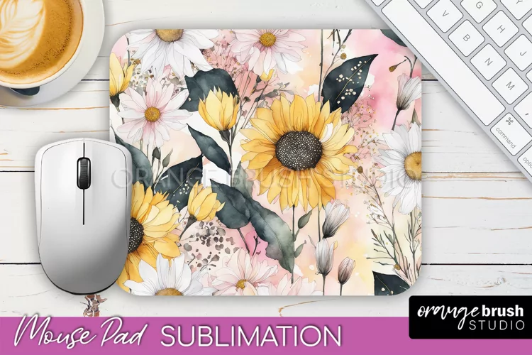 Floral Mouse Pad PNG - Pink Flowers Mousepad Sublimation