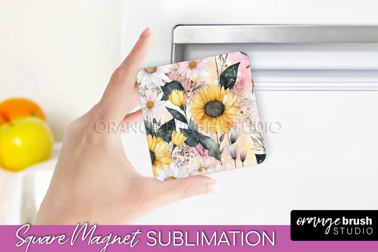 Pink Flowers Magnet Sublimation - Watercolor Magnet Design