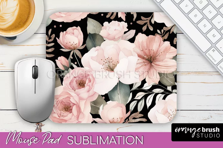 Floral Mouse Pad PNG - Pink Flowers Mousepad Sublimation