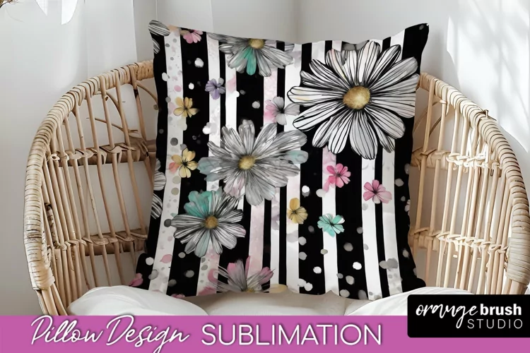 Watercolor Flowers Pillow Cover - Summer Pillow Sublimation