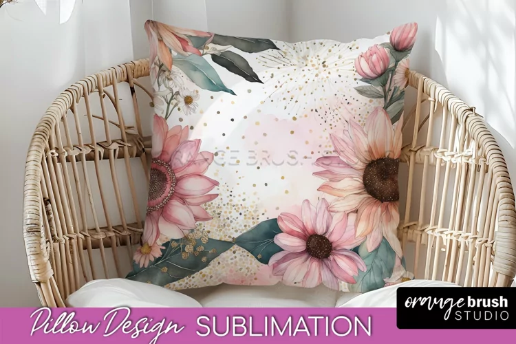 Watercolor Flowers Pillow Cover - Summer Pillow Sublimation