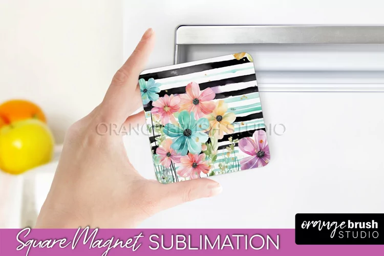Pink Flowers Magnet Sublimation - Watercolor Magnet Design
