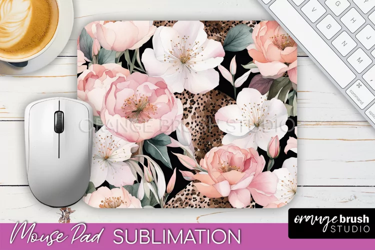 Floral Mouse Pad PNG - Pink Flowers Mousepad Sublimation
