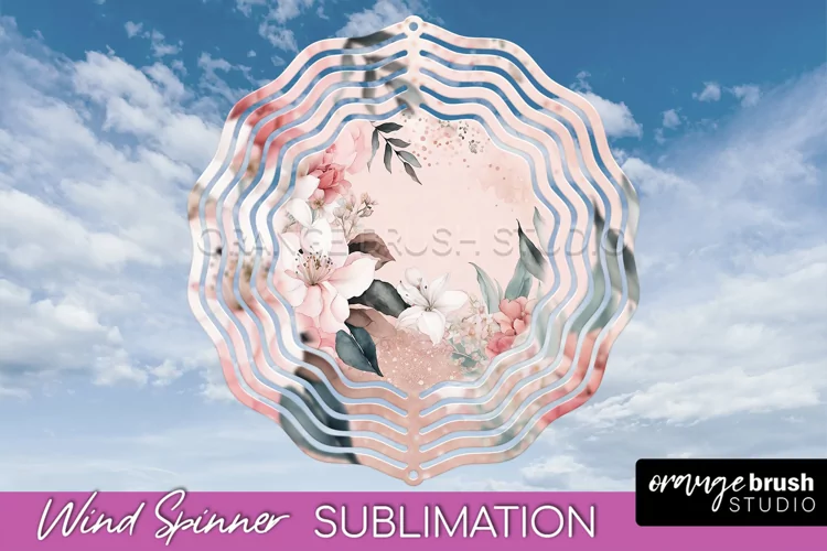 Pink Flowers Wind Spinner - Summer Wind Spinner Sublimation