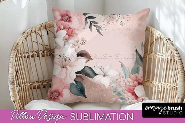 Watercolor Flowers Pillow Cover - Summer Pillow Sublimation