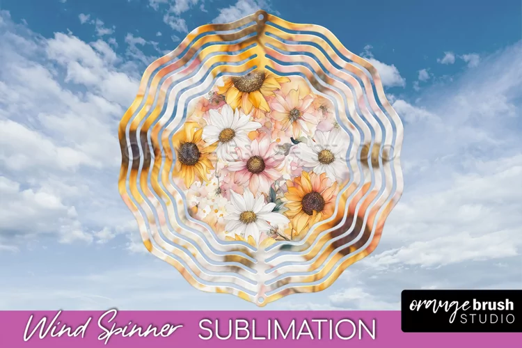 Pink Flowers Wind Spinner - Summer Wind Spinner Sublimation