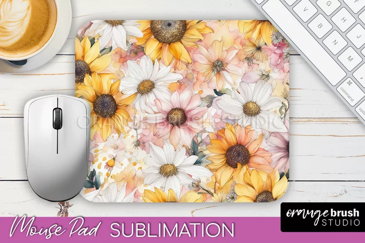 Floral Mouse Pad PNG - Pink Flowers Mousepad Sublimation