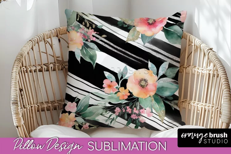 Watercolor Flowers Pillow Cover - Summer Pillow Sublimation