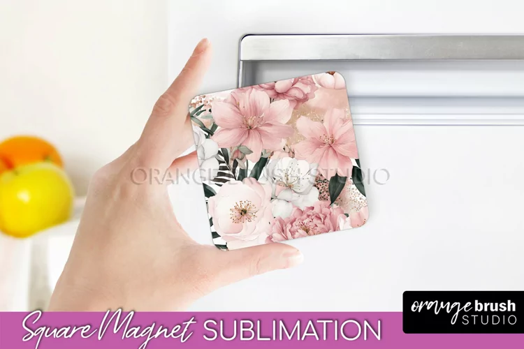 Pink Flowers Magnet Sublimation - Watercolor Magnet Design