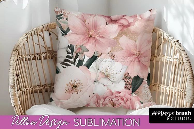 Watercolor Flowers Pillow Cover - Summer Pillow Sublimation