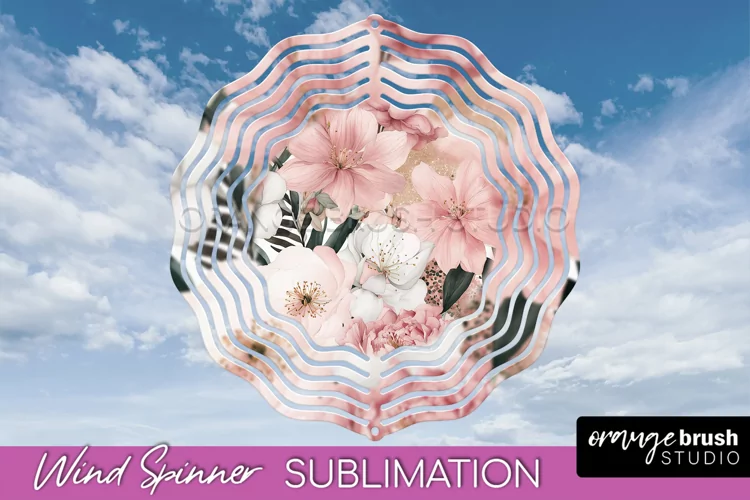 Pink Flowers Wind Spinner - Summer Wind Spinner Sublimation