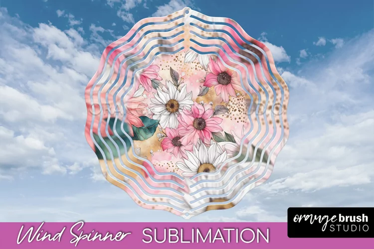Pink Flowers Wind Spinner - Summer Wind Spinner Sublimation