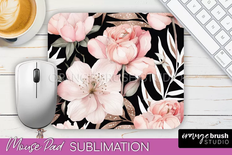 Floral Mouse Pad PNG - Pink Flowers Mousepad Sublimation