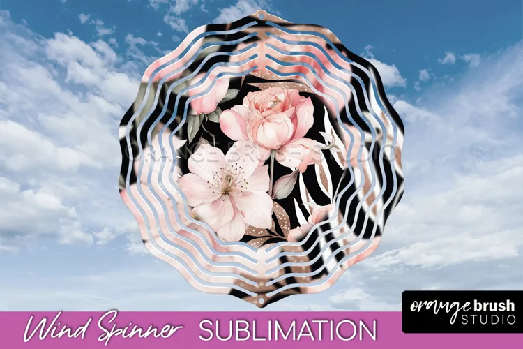 Pink Flowers Wind Spinner - Summer Wind Spinner Sublimation
