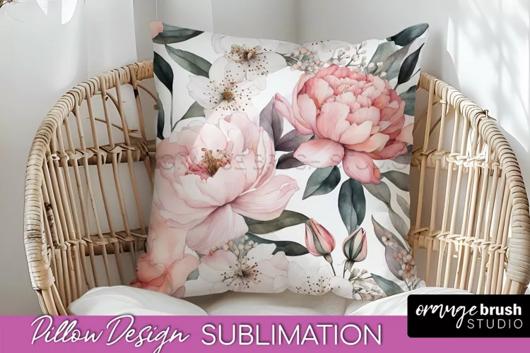 Watercolor Flowers Pillow Cover - Summer Pillow Sublimation