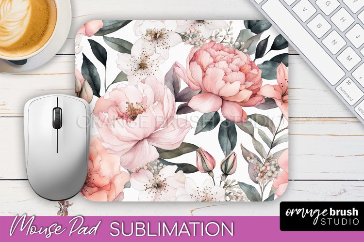 Floral Mouse Pad PNG - Pink Flowers Mousepad Sublimation