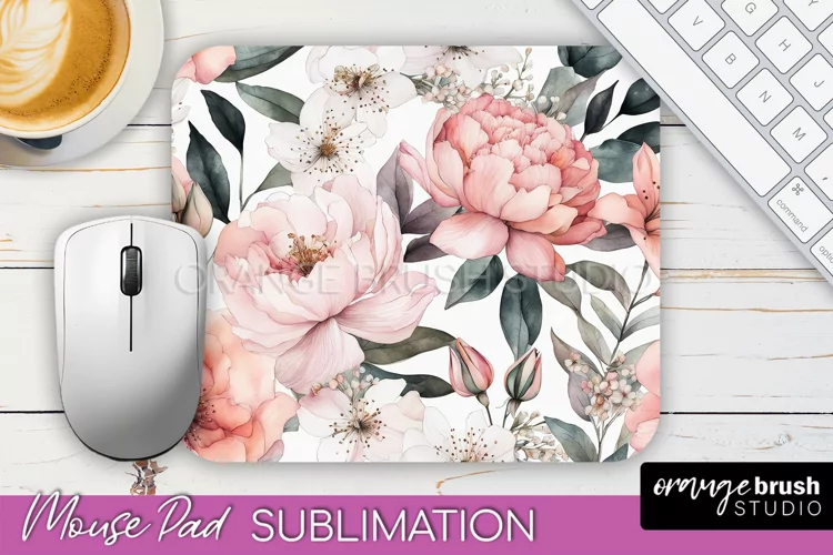 Floral Mouse Pad PNG - Pink Flowers Mousepad Sublimation