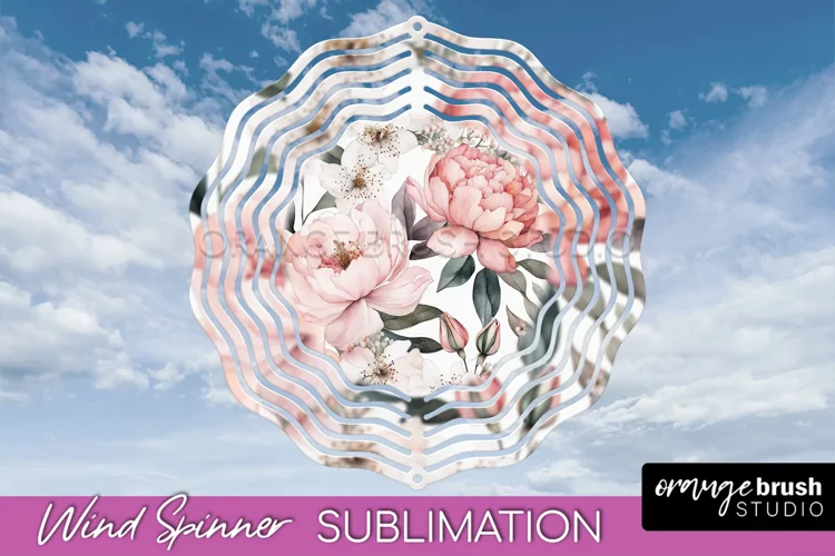 Pink Flowers Wind Spinner - Summer Wind Spinner Sublimation