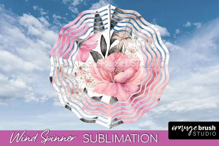 Pink Flowers Wind Spinner - Summer Wind Spinner Sublimation