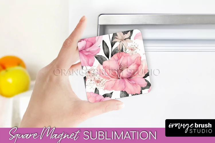 Pink Flowers Magnet Sublimation - Watercolor Magnet Design