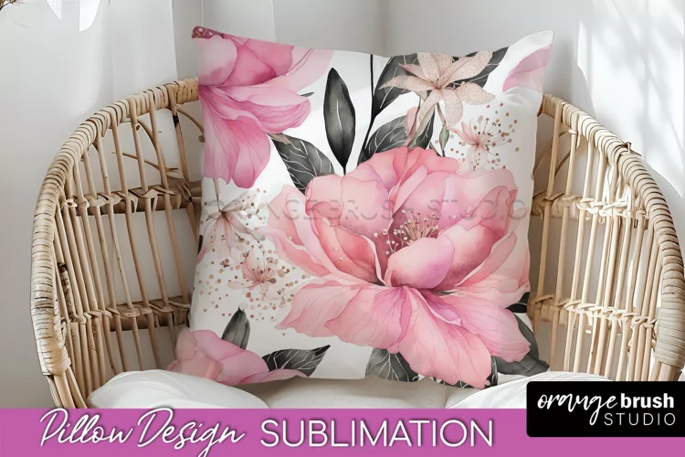 Watercolor Flowers Pillow Cover - Summer Pillow Sublimation