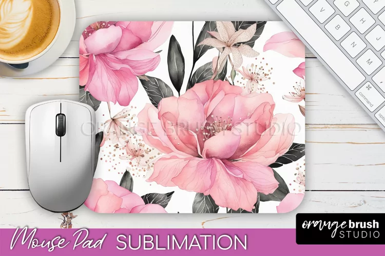 Floral Mouse Pad PNG - Pink Flowers Mousepad Sublimation