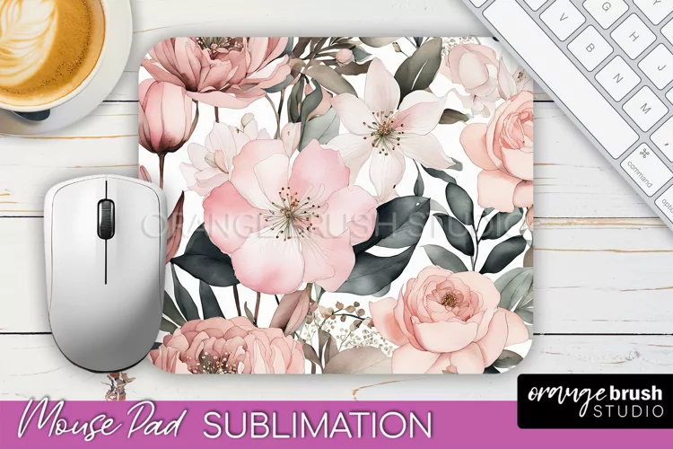 Floral Mouse Pad PNG - Pink Flowers Mousepad Sublimation