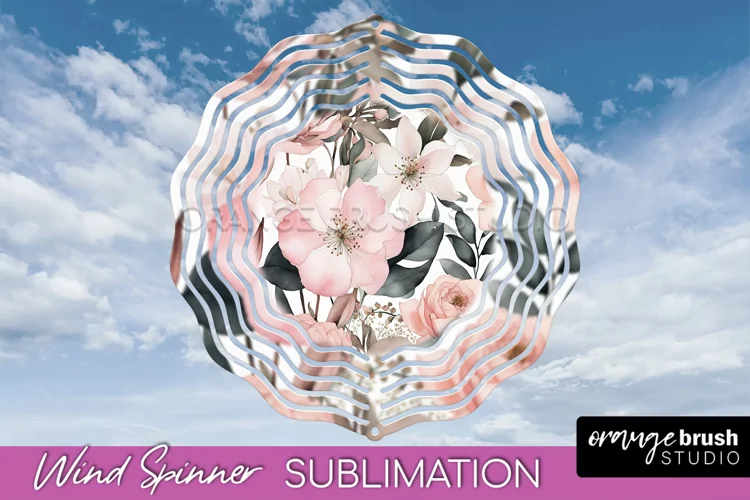 Pink Flowers Wind Spinner - Summer Wind Spinner Sublimation