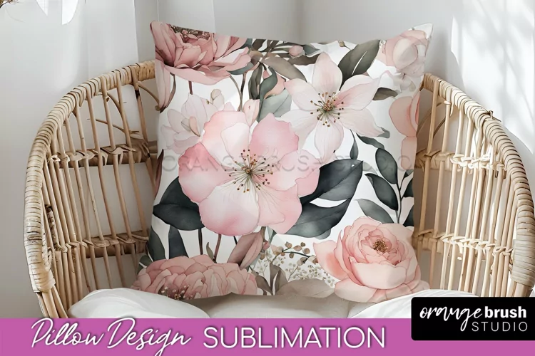 Watercolor Flowers Pillow Cover - Summer Pillow Sublimation
